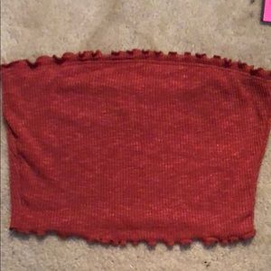 Ribed tube top, red